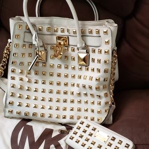 Michael kors pyramid studs tote with matching wall